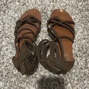 Women’s Brown Strappy Lace-Up Sandals